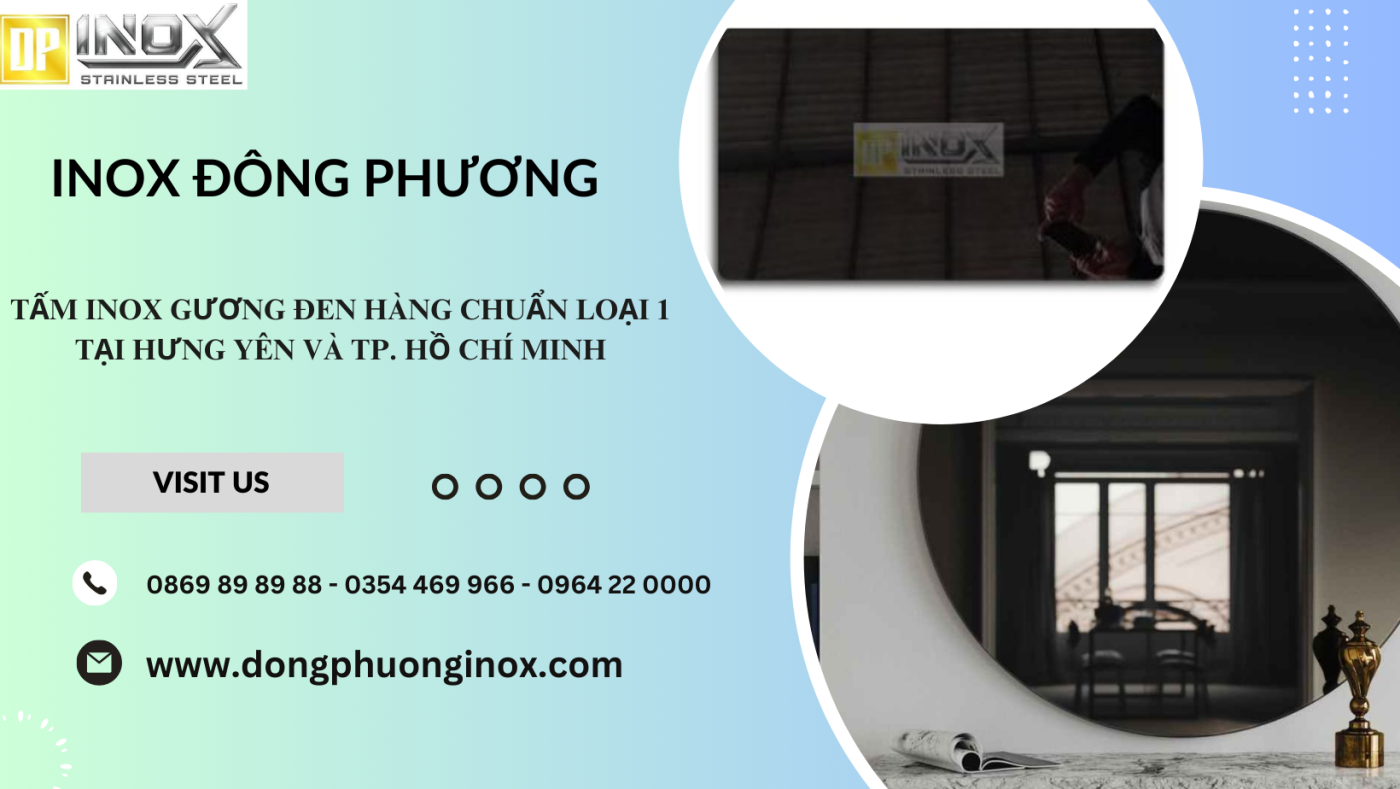 Tấm inox gương đen 8k chuẩn loại 1 tại Hưng Yên và TP. Hồ Chí Minh