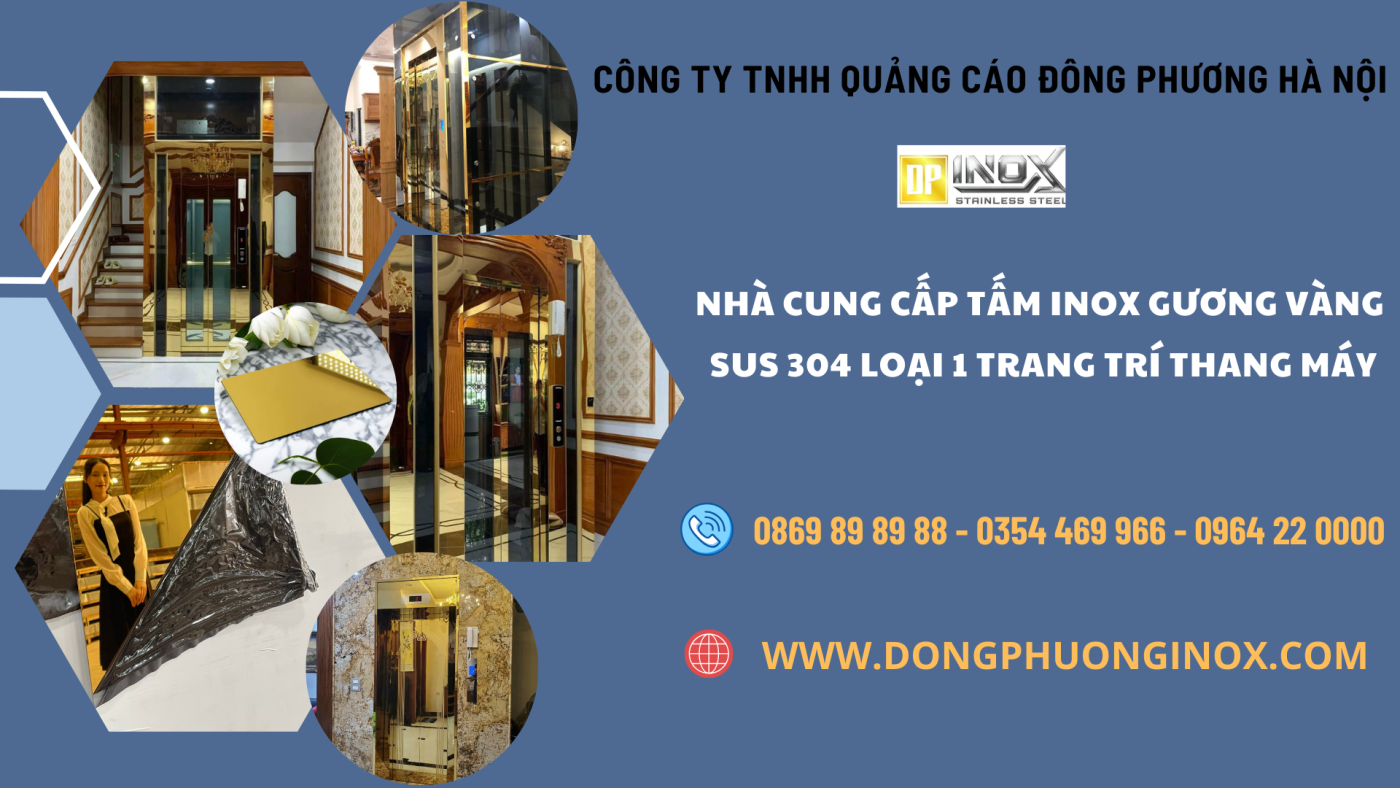 Nhà cung cấp tấm inox gương vàng SUS 304 loại 1 trang trí thang máy