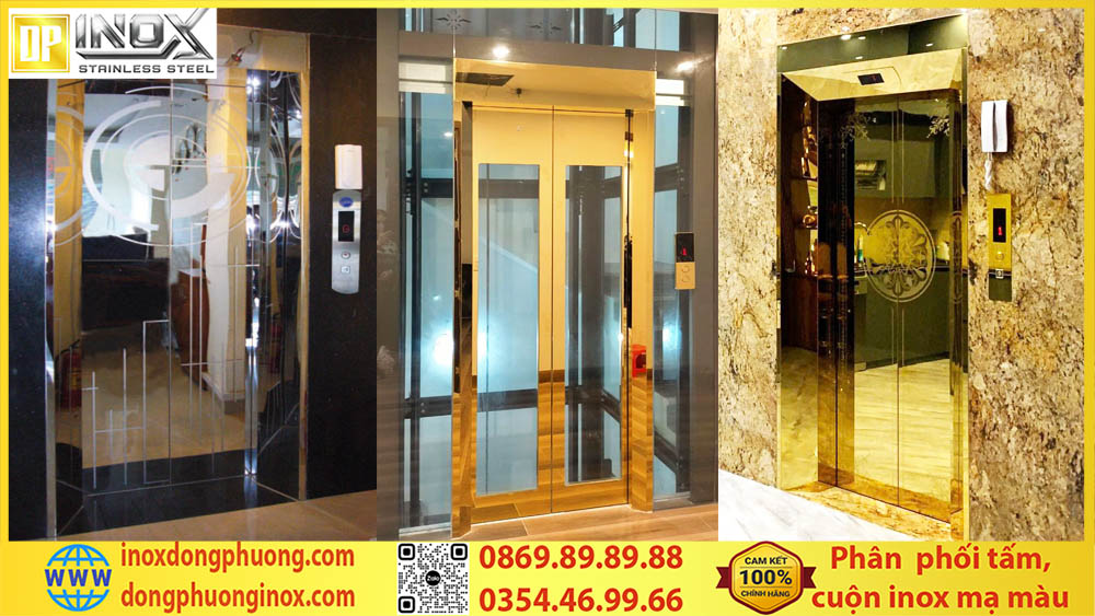 Tấm inox gương ốp thang máy