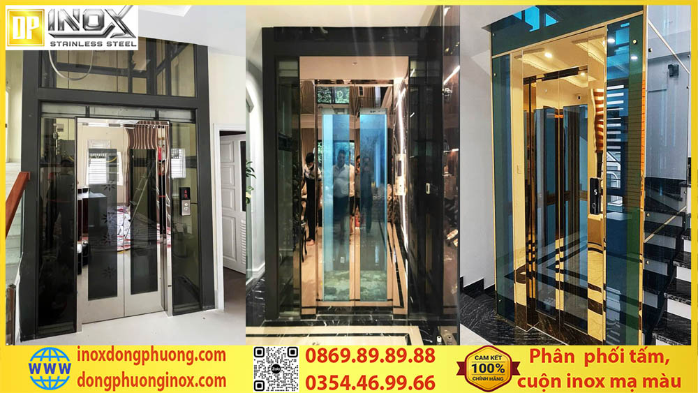 Tấm inox gương ốp thang máy